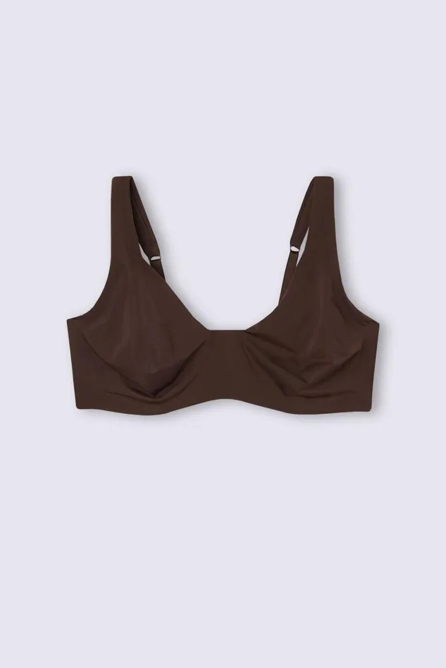Intimissimi NonPadded Women Greta Comfort Lounge Balconette Bra In Ultralight Microfiber 705j 8211 Mocha Moka Brown