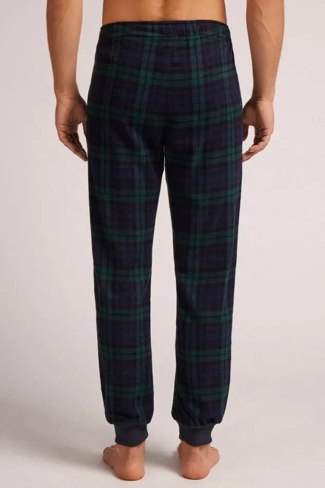 Intimissimi Pants Men BlueGreen Check Print Brushed Cotton Cloth Pants Blue 734j 8211 Check Bluverde