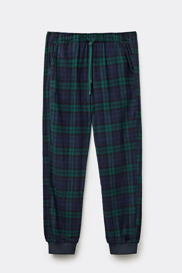 Intimissimi Pants Men BlueGreen Check Print Brushed Cotton Cloth Pants Blue 734j 8211 Check Bluverde