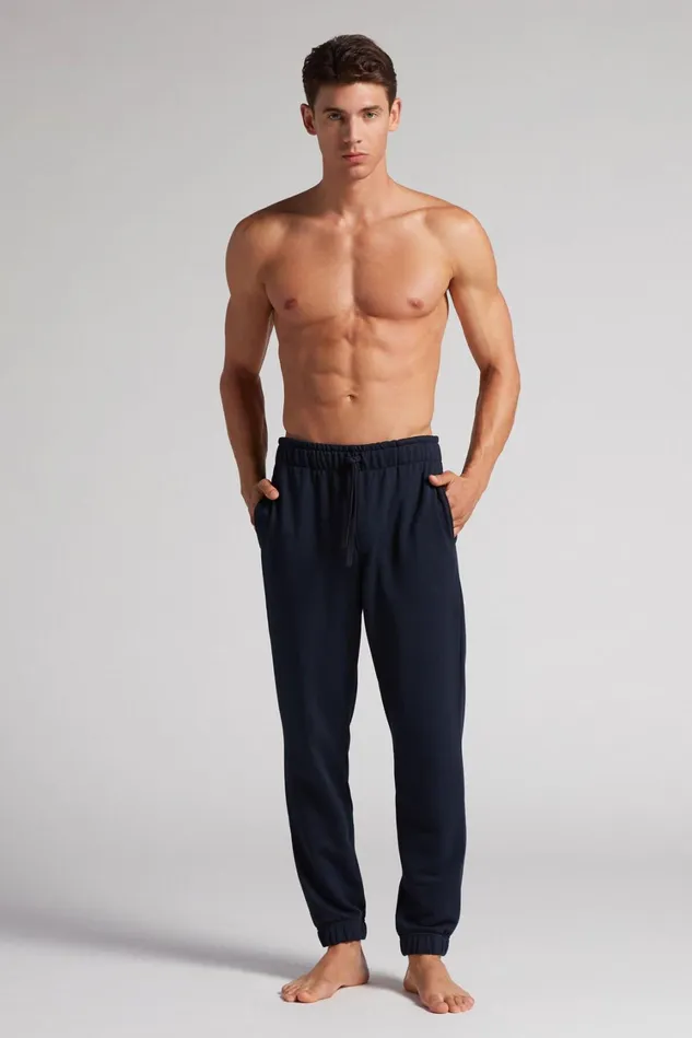 Intimissimi Pants Men Full Length Lightweight Sweatpants Blue 800 8211 Blu Notte