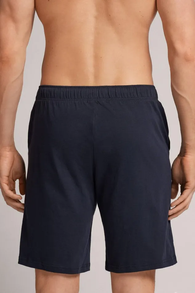 Intimissimi Pants Men Rib Detail Cotton Shorts Blue 800 8211 Blu Notte