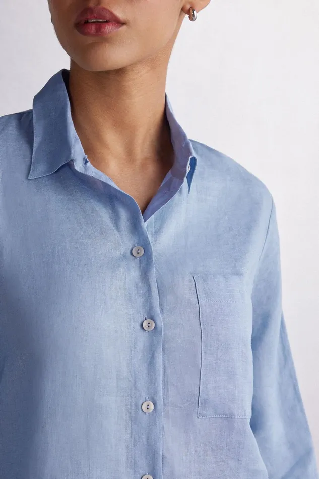 Intimissimi Shirts Women Linen Cloth Shirt Light Blue 550j 8211 Dreamy Blue