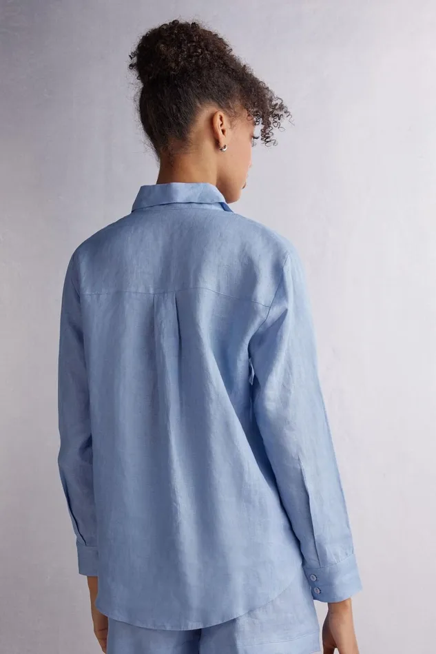 Intimissimi Shirts Women Linen Cloth Shirt Light Blue 550j 8211 Dreamy Blue