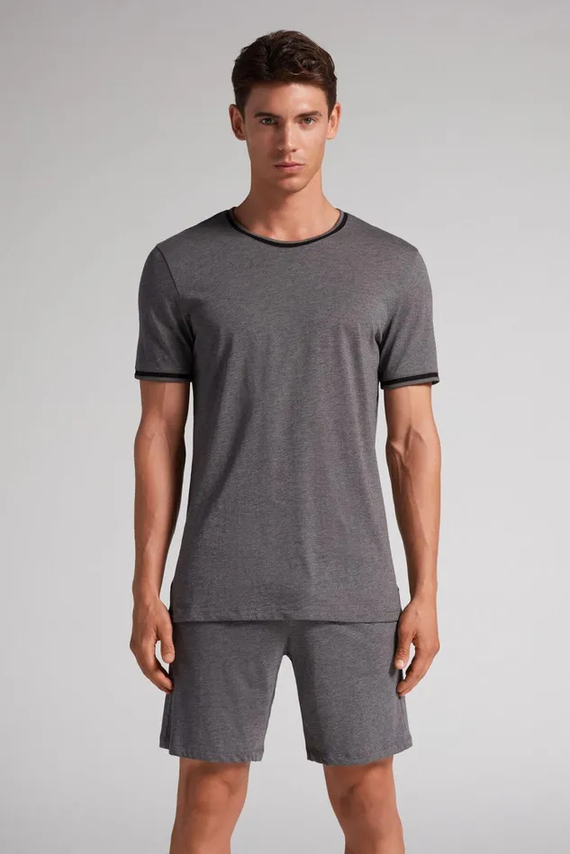 Intimissimi Short Pajamas Men Superior Cotton Short Pajamas Dark Grey 5227 8211 Heathered Graphite Grey Intimissimi Short Pajamas Men Superior Cotton Short Pajamas Dark Grey 5227 8211 Heathered Graphite Grey