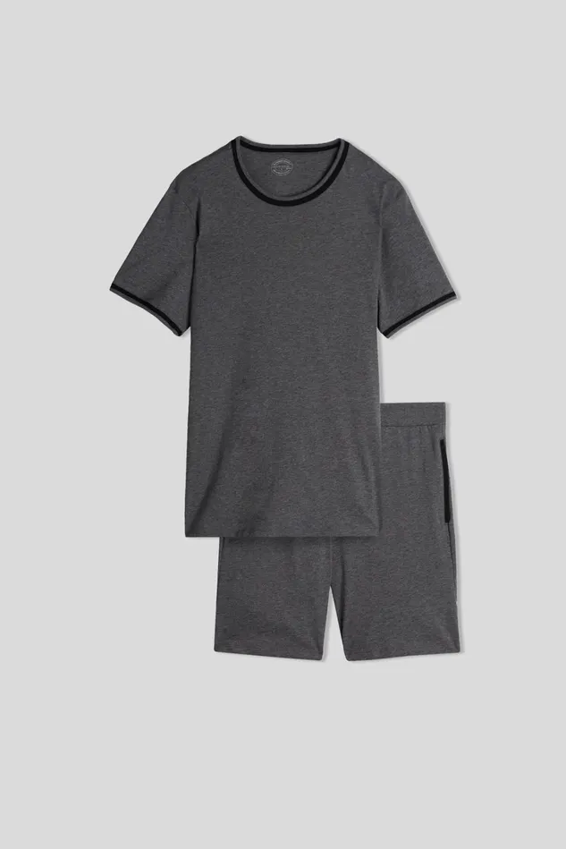 Intimissimi Short Pajamas Men Superior Cotton Short Pajamas Dark Grey 5227 8211 Heathered Graphite Grey