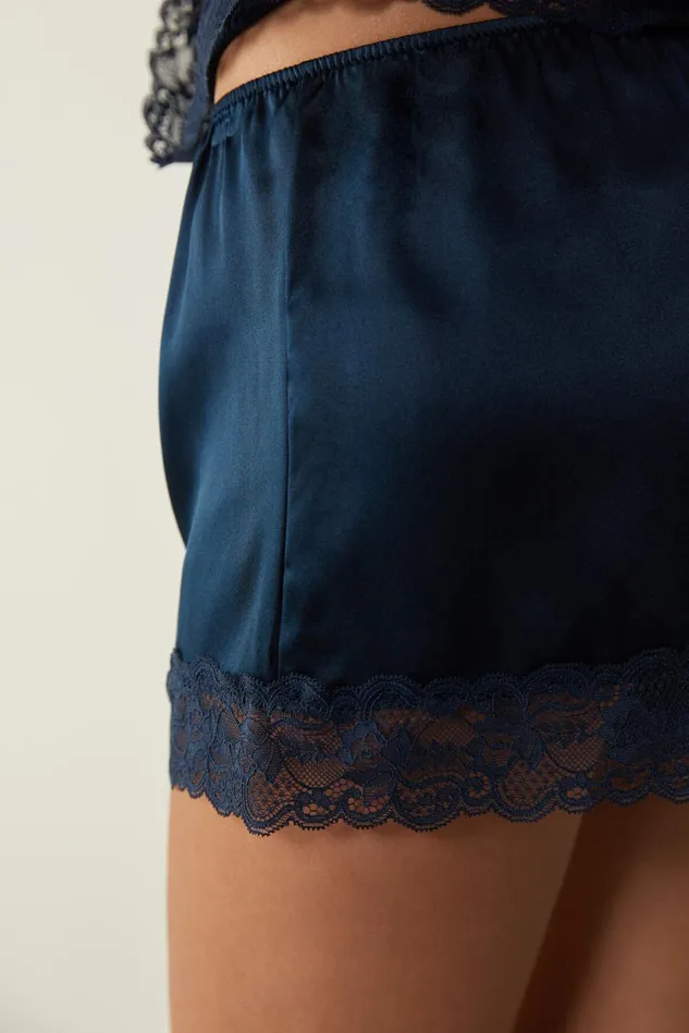 Intimissimi Short Pajamas Women Silk Shorts Blue 1467 8211 Intense Blue