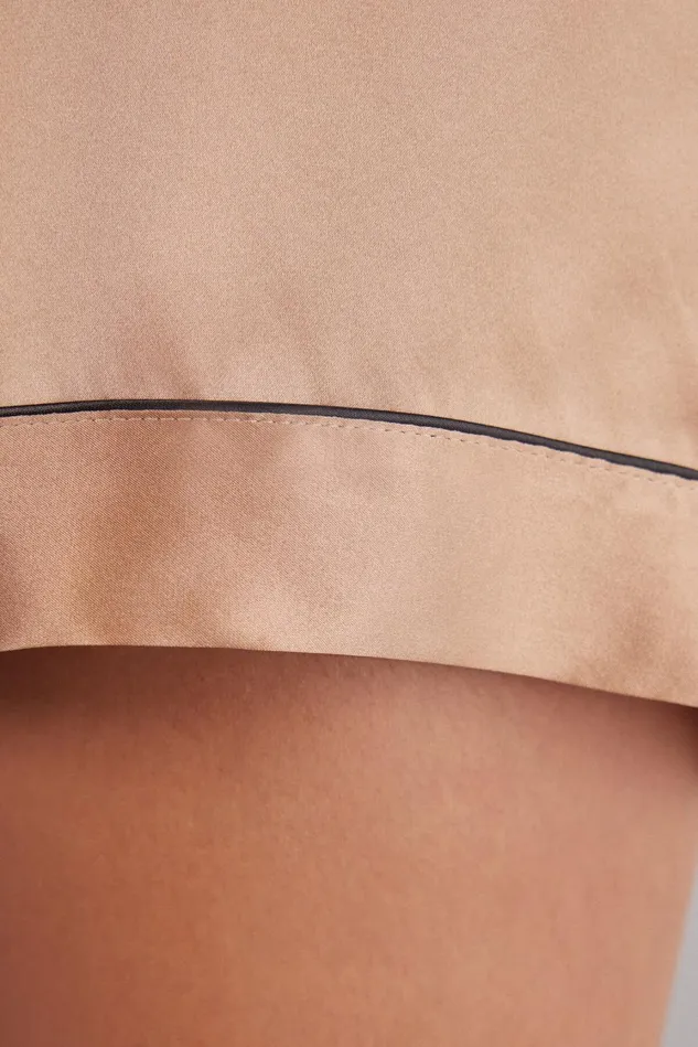 Intimissimi Short Pajamas Women Silk Shorts With Contrast Trim Natural 163i 8211 Satin Pink