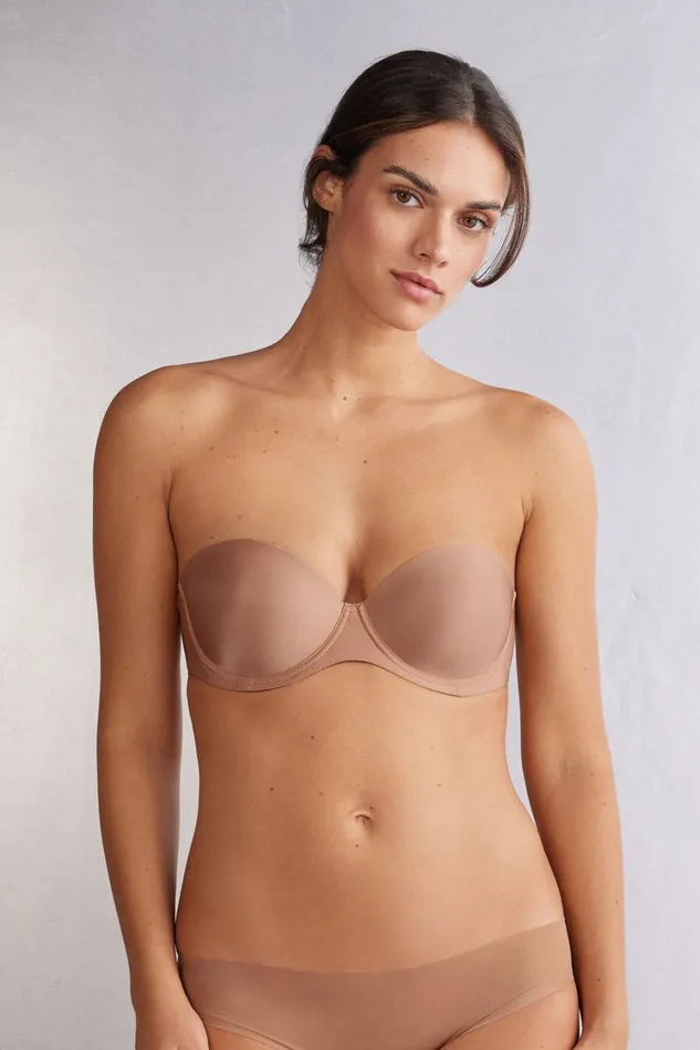 Intimissimi Strapless Bandeau Women Giada Microfiber Bandeau Bra Natural 417i 8211 Marrone Cappuccino Intimissimi Strapless Bandeau Women Giada Microfiber Bandeau Bra Natural 417i 8211 Marrone Cappuccino