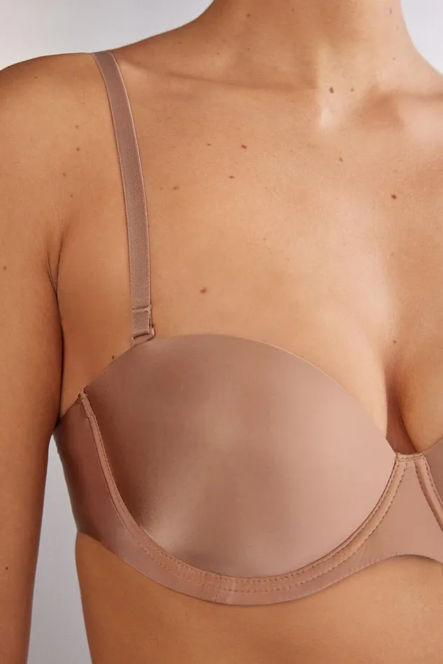 Intimissimi Strapless Bandeau Women Giada Microfiber Bandeau Bra Natural 417i 8211 Marrone Cappuccino