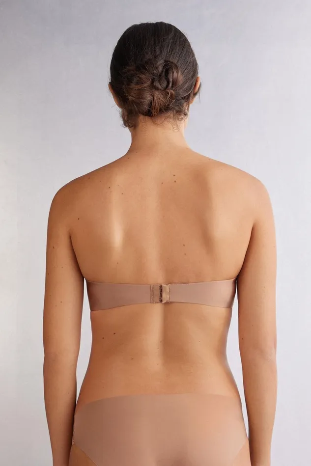 Intimissimi Strapless Bandeau Women Giada Microfiber Bandeau Bra Natural 417i 8211 Marrone Cappuccino