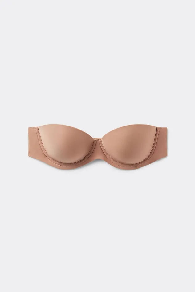 Intimissimi Strapless Bandeau Women Giada Microfiber Bandeau Bra Natural 417i 8211 Marrone Cappuccino