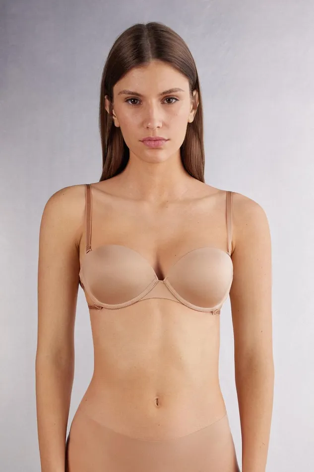 Intimissimi Strapless Bandeau Women MultiFunctional Anna Balconette Bra In Ultralight Microfiber Natural 044 8211 Honey Soft Beige Intimissimi Strapless Bandeau Women MultiFunctional Anna Balconette Bra In Ultralight Microfiber Natural 044 8211 Honey Soft Beige