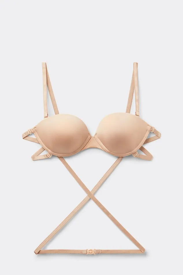 Intimissimi Strapless Bandeau Women MultiFunctional Anna Balconette Bra In Ultralight Microfiber Natural 044 8211 Honey Soft Beige