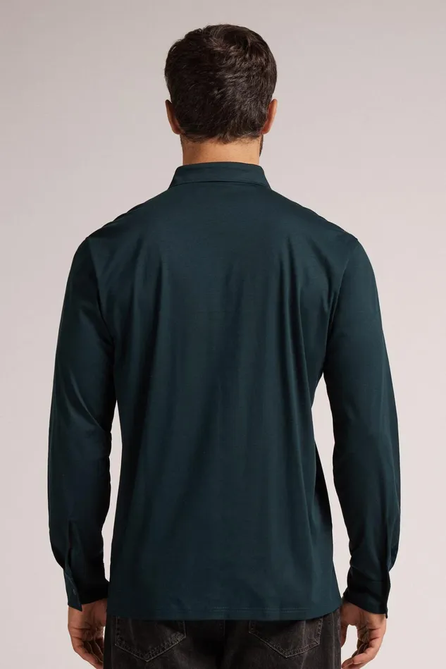 Intimissimi Sweatshirts Men Mercerized Cotton Polo Green 132j 8211 Verde Scuro
