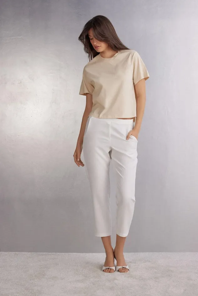 Intimissimi TShirt Women Boxy Fit Short Sleeve Top In Cotton White 659j 8211 Bianco Polvere