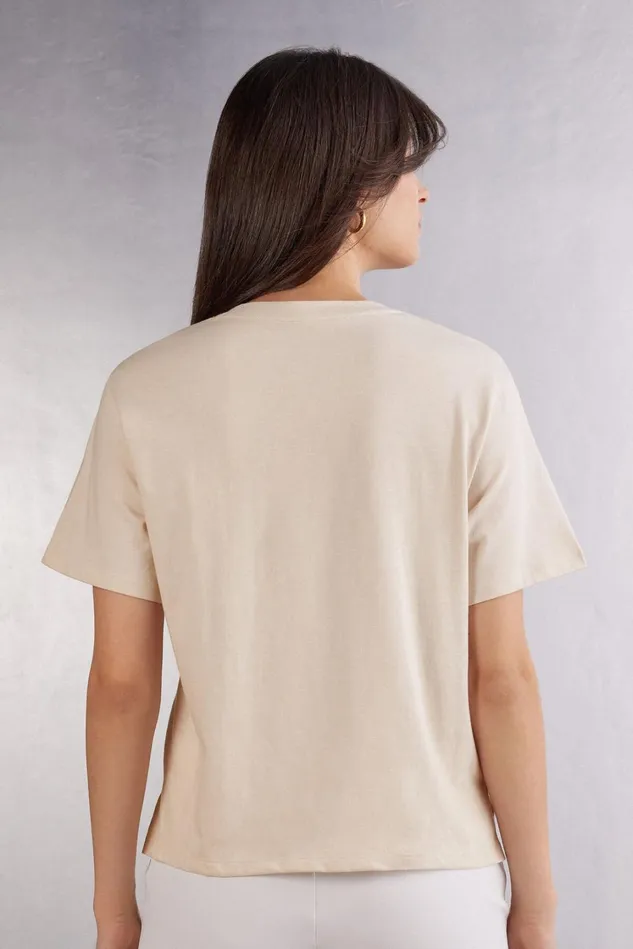Intimissimi TShirt Women Boxy Fit Short Sleeve Top In Cotton White 659j 8211 Bianco Polvere