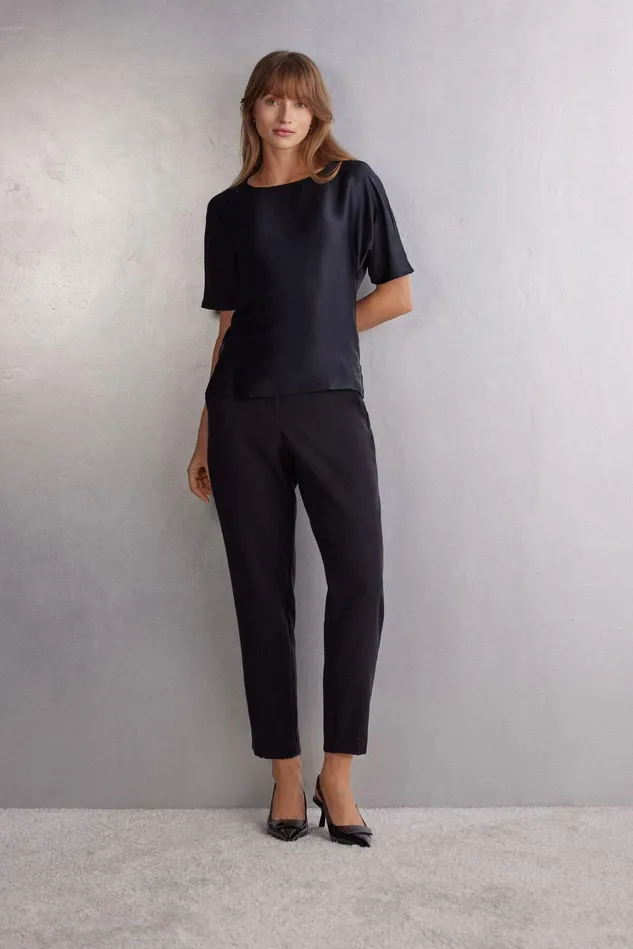 Intimissimi TShirt Women Short Sleeve Silk And Modal Top Black 019 8211 Black