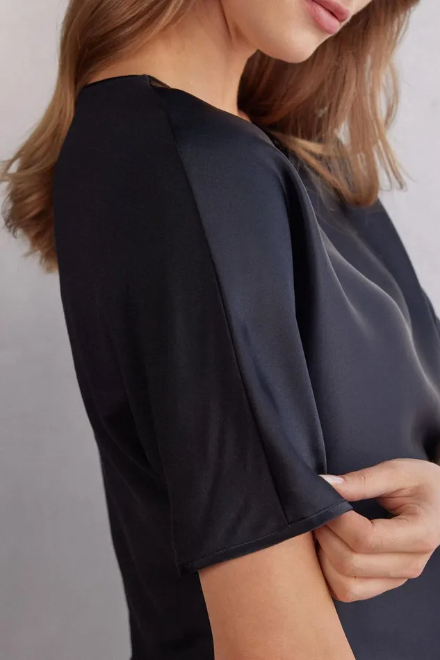 Intimissimi TShirt Women Short Sleeve Silk And Modal Top Black 019 8211 Black