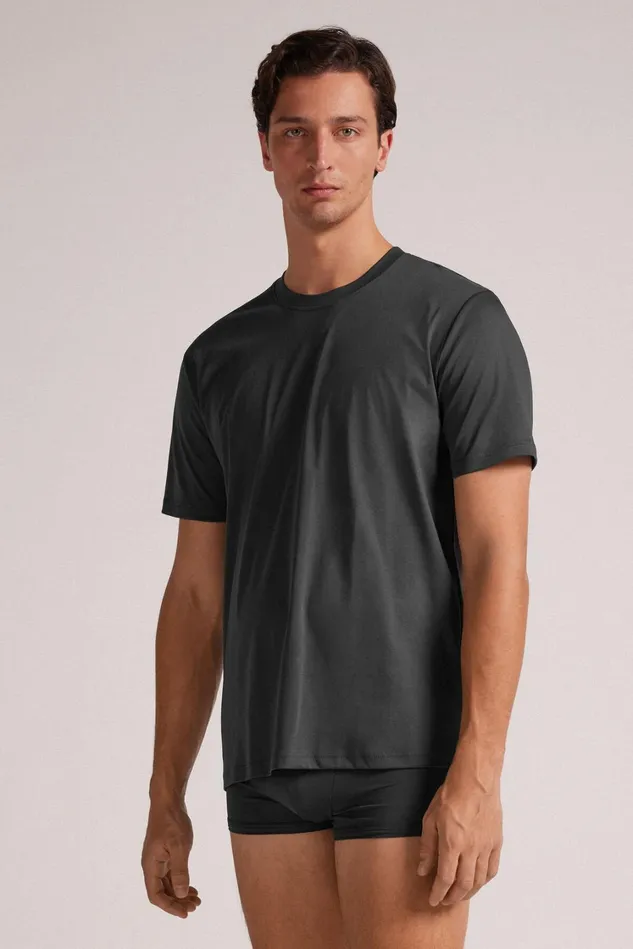 Intimissimi TShirts Polos Men Premium Cotton TShirt Grey 4712 8211 Dark Grey