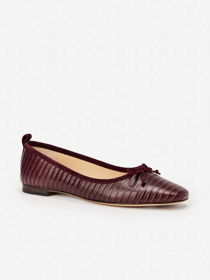 JMcLaughlin Anastasia Leather Flats In Lizard Malbec Women Flats