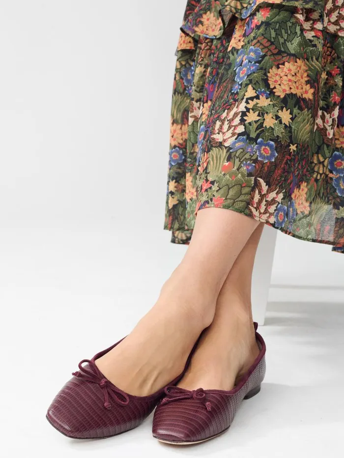 JMcLaughlin Anastasia Leather Flats In Lizard Malbec Women Flats JMcLaughlin Anastasia Leather Flats In Lizard Malbec Women Flats
