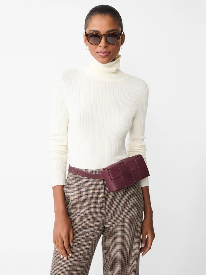 JMcLaughlin Arlette Turtleneck Egret White Women Sweaters