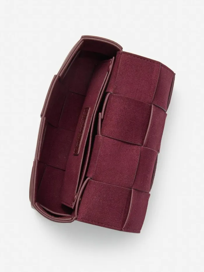 JMcLaughlin Bahia Woven Leather Belt Bag Burgundy WomenMen Mini Totes and Crossbody Bags