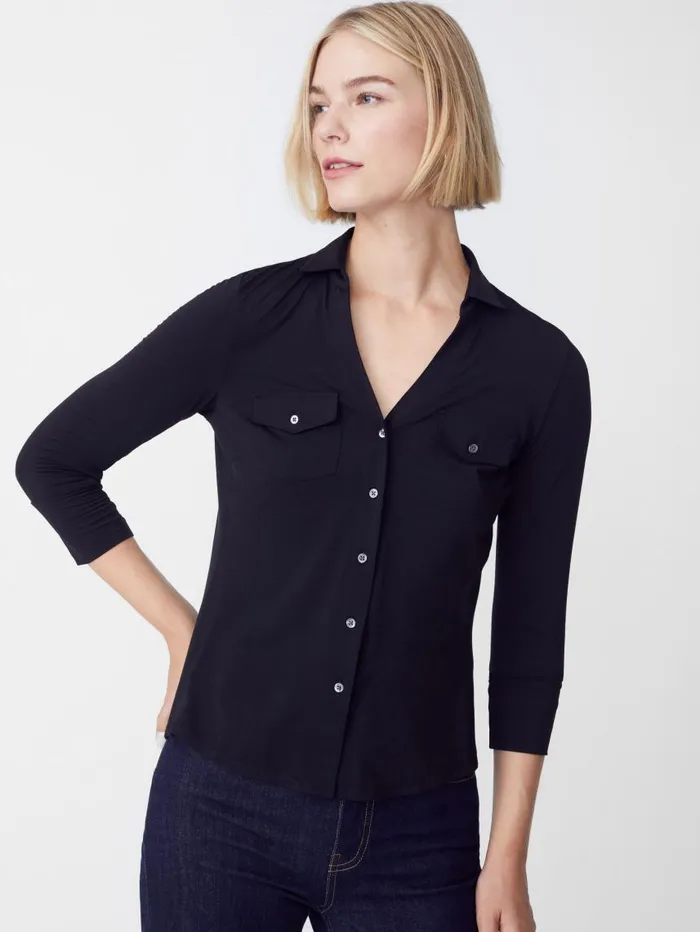 JMcLaughlin Brynn Lyford Jersey Shirt Black Women Shirts and Tops