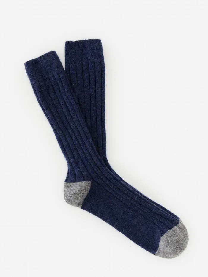 JMcLaughlin Cashmere Socks Denimheather Gray Men Socks