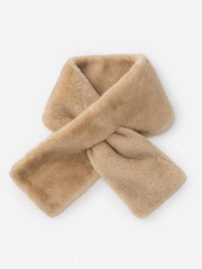 JMcLaughlin Champery Faux Fur Neckwarmer Sand Women Scarves JMcLaughlin Champery Faux Fur Neckwarmer Sand Women Scarves