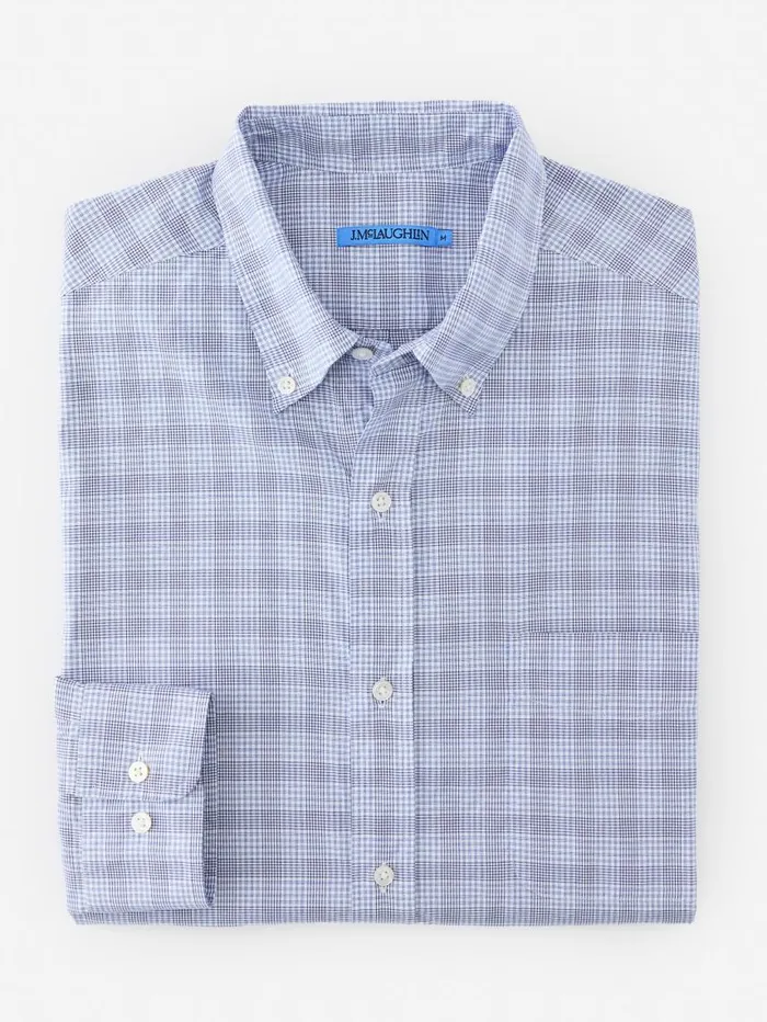 JMcLaughlin Collis Classic Fit Shirt In Glen Plaid Whitebluenavy Men Shirts