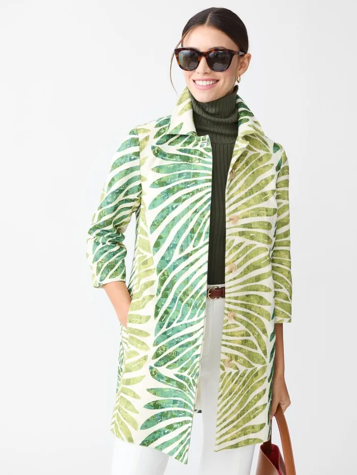 JMcLaughlin Deirdre Coat In Textured Grand Palm Green Women Jackets and Outerwear JMcLaughlin Deirdre Coat In Textured Grand Palm Green Women Jackets and Outerwear