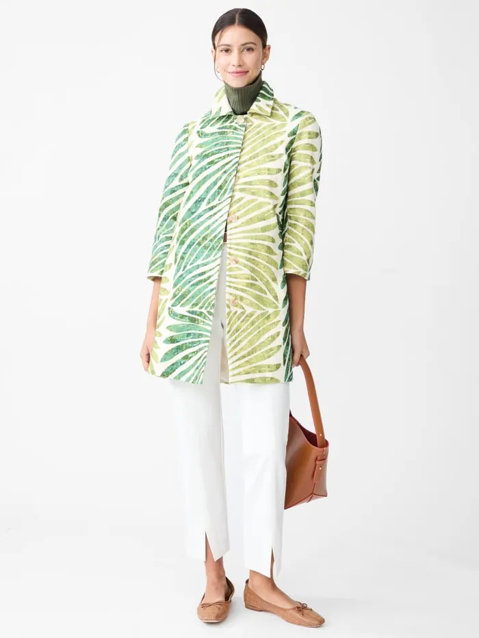 JMcLaughlin Deirdre Coat In Textured Grand Palm Green Women Jackets and Outerwear JMcLaughlin Deirdre Coat In Textured Grand Palm Green Women Jackets and Outerwear