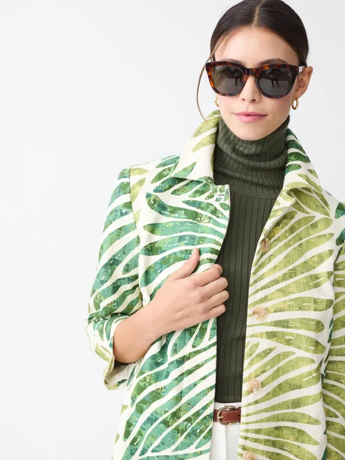 JMcLaughlin Deirdre Coat In Textured Grand Palm Green Women Jackets and Outerwear JMcLaughlin Deirdre Coat In Textured Grand Palm Green Women Jackets and Outerwear