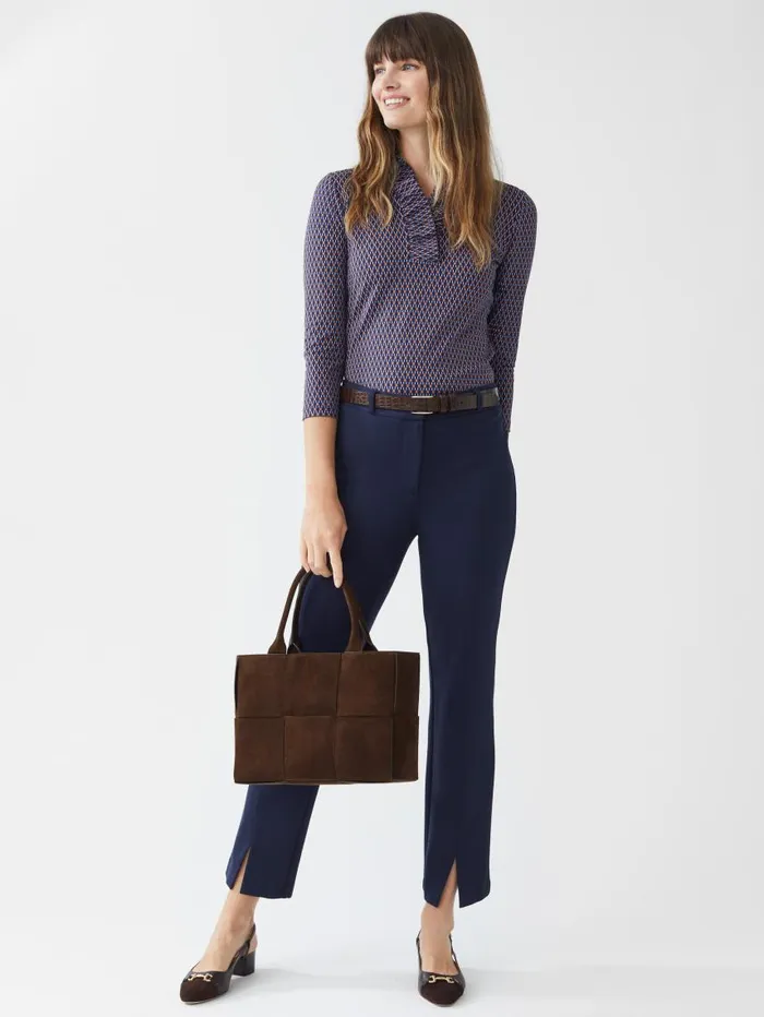 JMcLaughlin Durham Ruffle Top In Rubiks Check Navybrown Women Shirts and Tops JMcLaughlin Durham Ruffle Top In Rubiks Check Navybrown Women Shirts and Tops