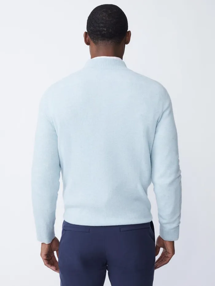 JMcLaughlin Henry Cashmere 14 Zip Heather Aqua Men Sweaters JMcLaughlin Henry Cashmere 14 Zip Heather Aqua Men Sweaters