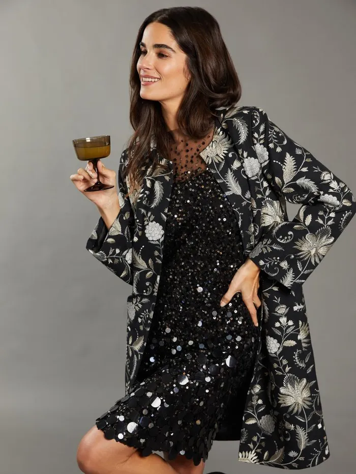 JMcLaughlin Judy Coat In Garden Embroidery RSVP X Steven Stolman Black Women Jackets and Outerwear JMcLaughlin Judy Coat In Garden Embroidery RSVP X Steven Stolman Black Women Jackets and Outerwear