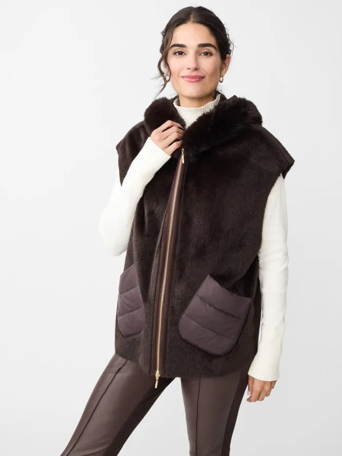 JMcLaughlin Nomi Puffer Jacket With Faux Fur Vest Dark Brown Women Jackets and Outerwear JMcLaughlin Nomi Puffer Jacket With Faux Fur Vest Dark Brown Women Jackets and Outerwear
