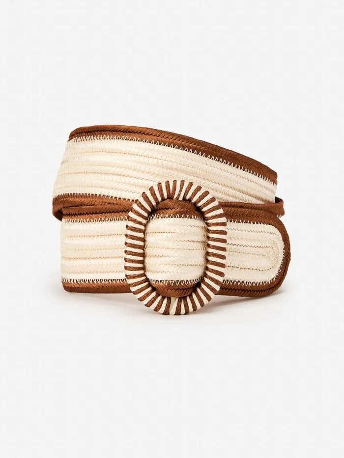 JMcLaughlin Ojai Belt Creambrown Women Belts JMcLaughlin Ojai Belt Creambrown Women Belts