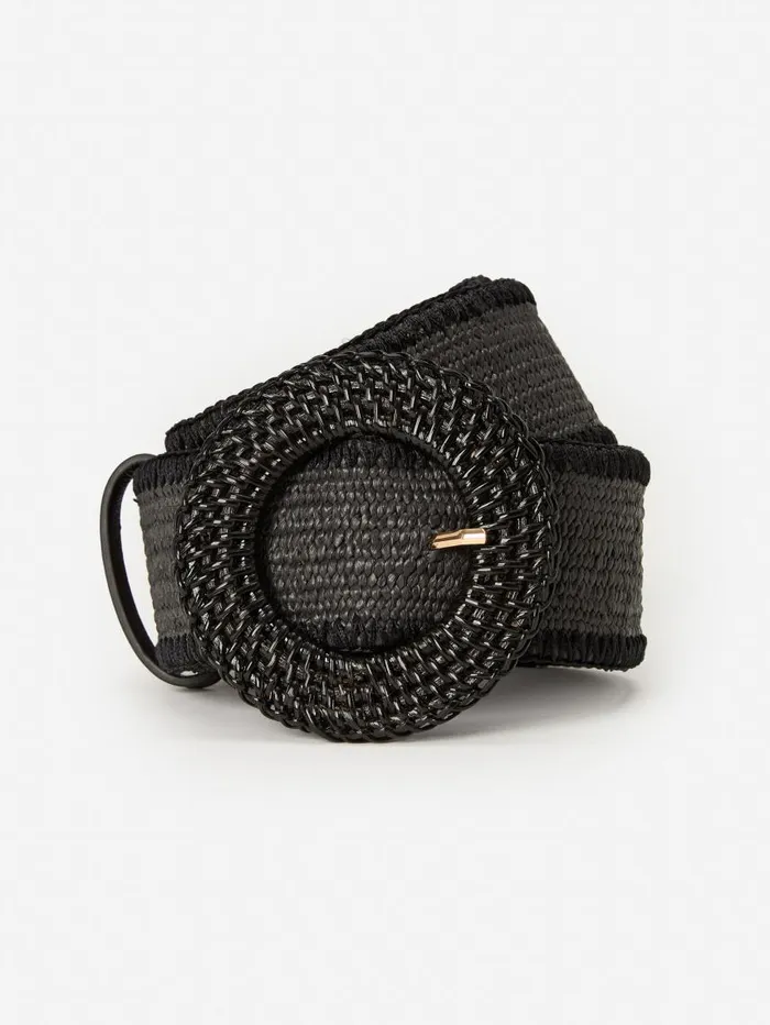 JMcLaughlin Popie Grasscloth Belt Black Women Belts
