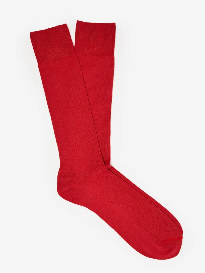 JMcLaughlin Ribbed Socks Red Men Socks