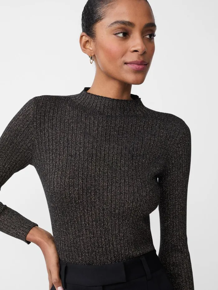 JMcLaughlin Sylvana Metallic Sweater Goldblack Women Sweaters JMcLaughlin Sylvana Metallic Sweater Goldblack Women Sweaters