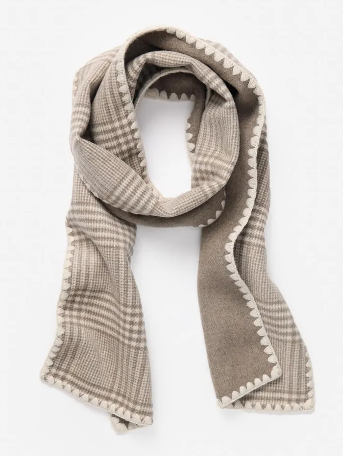 JMcLaughlin Valais Scarf In Glen Plaid Off Whitegray Women Scarves
