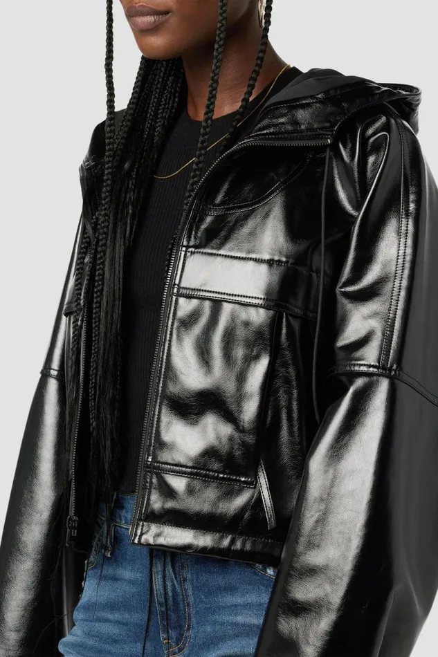 Jackets and Outerwear Women Hudson Jeans Sport Zip Jacket Black Patent Jackets and Outerwear Women Hudson Jeans Sport Zip Jacket Black Patent