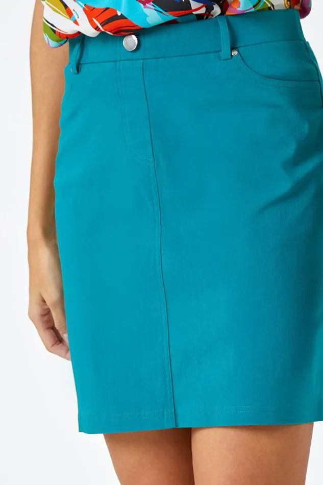 Jade Elastic Waist Straight Stretch Skirt Women Roman Skirts