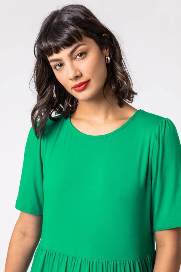 Jade Peplum Hem Tiered Smock Top Women Roman Tops