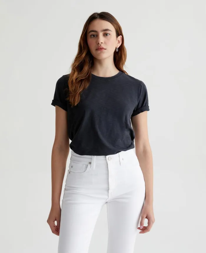 Jagger Crew 5 Years True Black Women AG Jeans Tees and Tanks