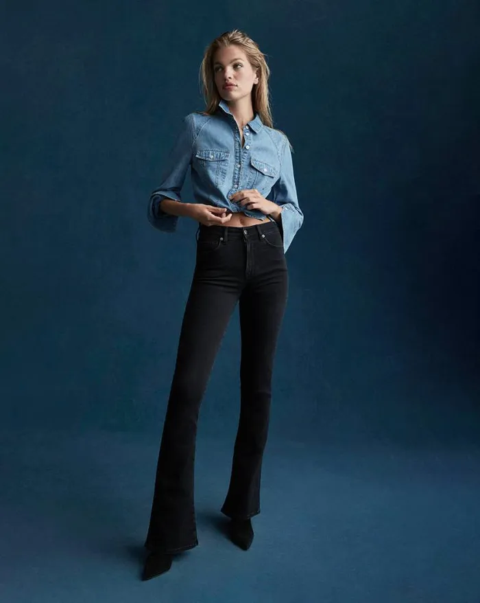 Jeans Shop Veronica Beard Beverly SkinnyFlare Jean Washed Onyx