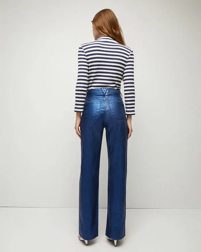 Jeans Shop Veronica Beard Dylan StraightLeg Jean Metallic Coating True Navy