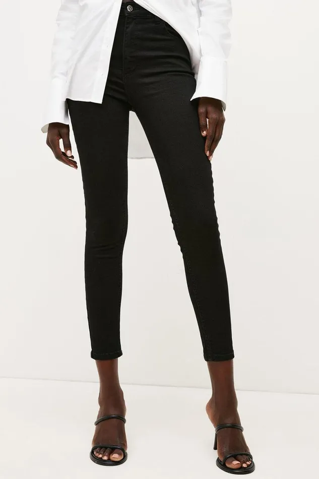 Jeans Women Karen Millen High Rise Skinny Jeans Black
